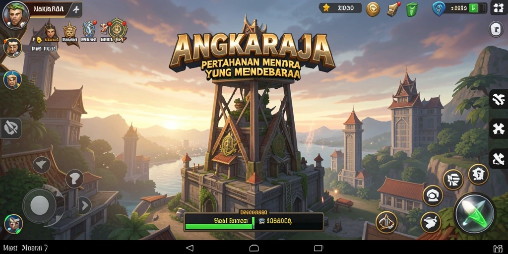 Tampilan seru gameplay Tower Defense ANGKARAJA saat melawan musuh.